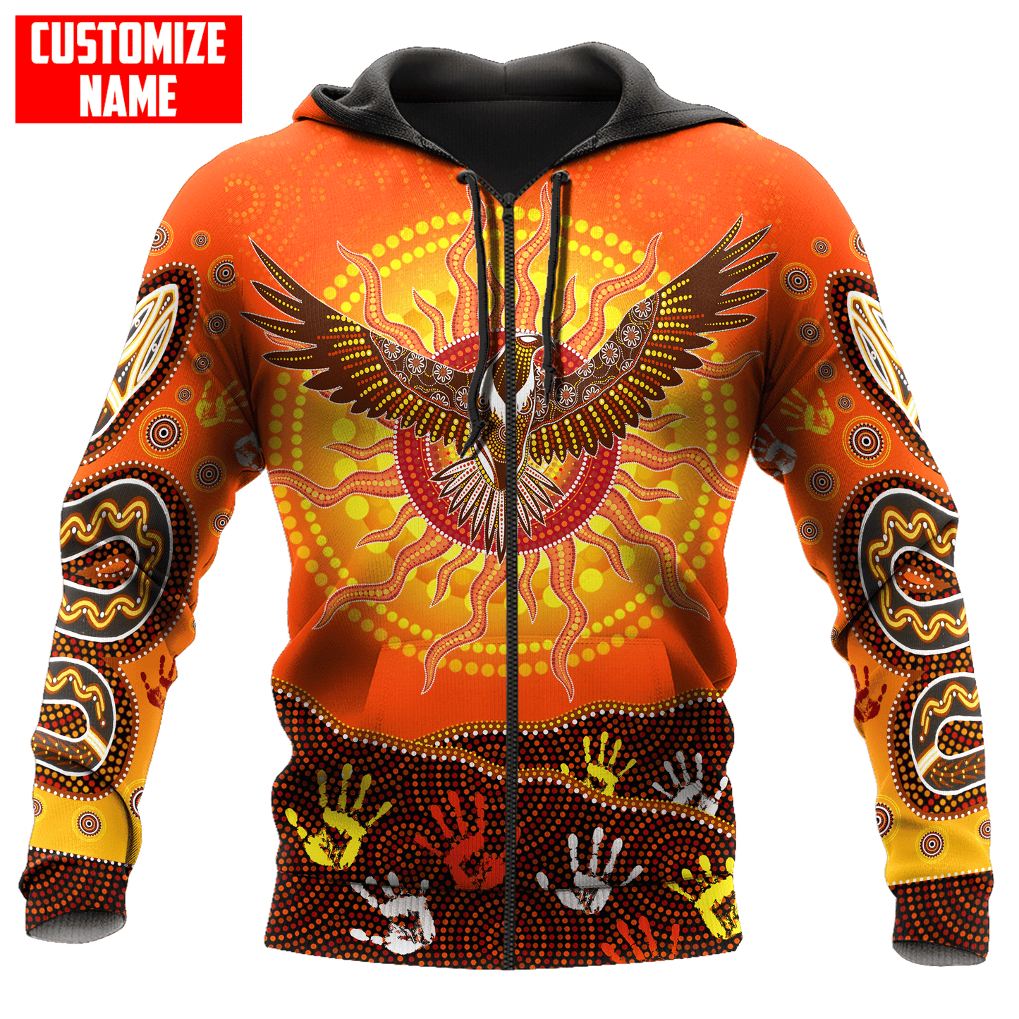 Aboriginal Eagle Flying into Sunset Custom name 3D printed winter shirts
