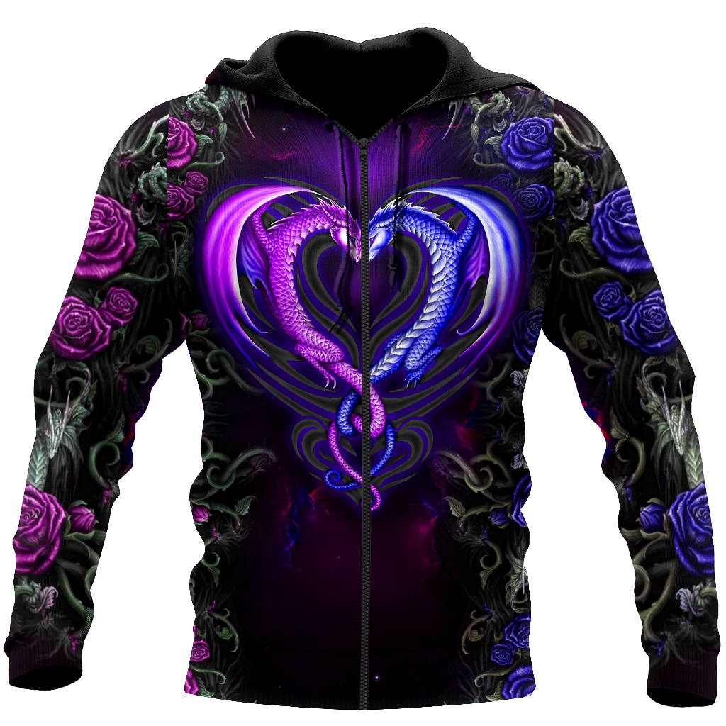 Tmarc Tee Dungeons and Dragons Couple 3D All Over Printed Shirts Purple