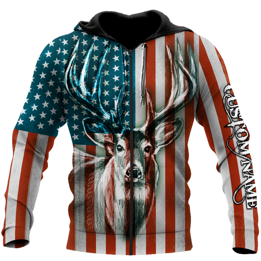 US Deer Persionalized Name 3D All Over Printed Shirts