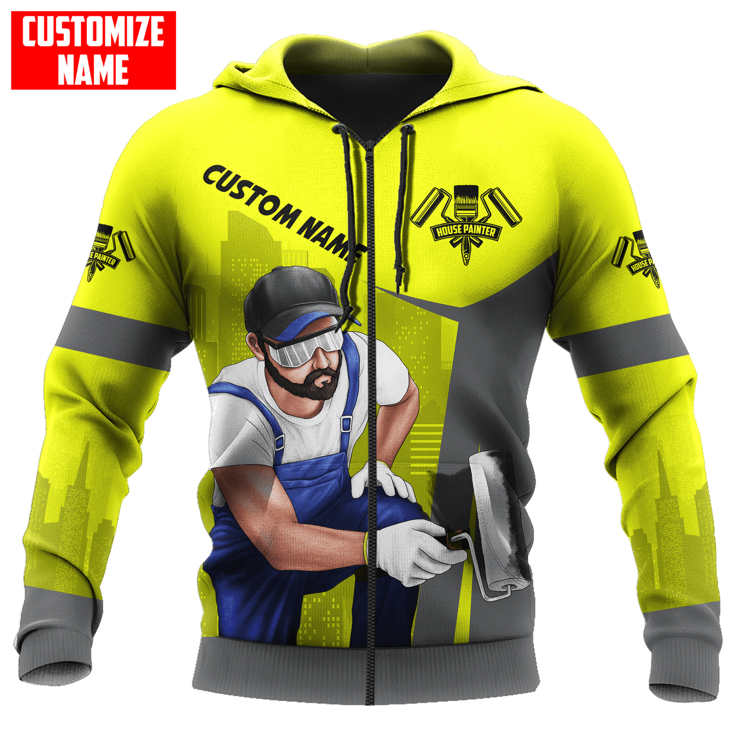 Tmarc Tee Personalized Name Painter 3D All Over Printed Unisex Shirts Yellow Neon