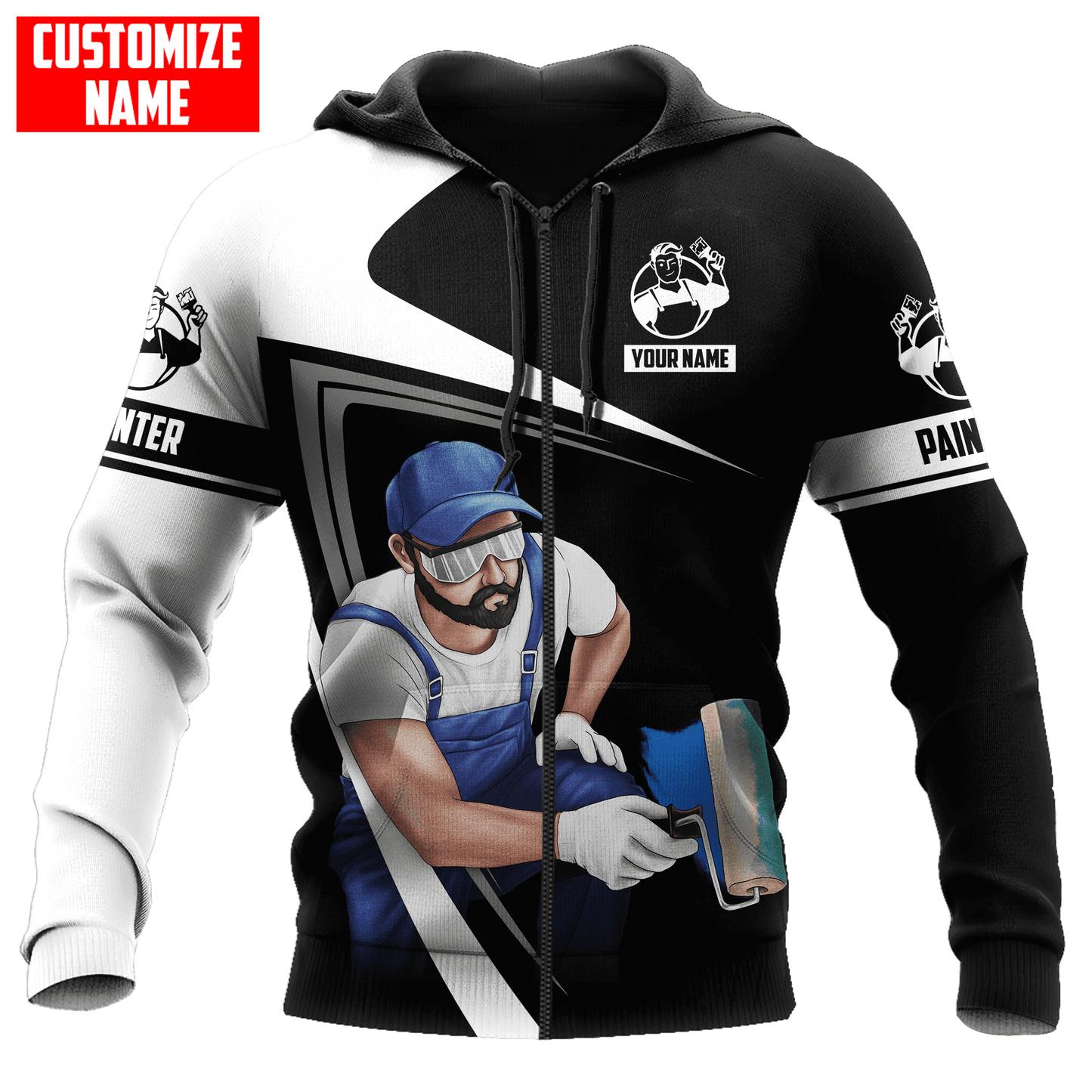 Tmarc Tee Personalized Name Painter 3D All Over Printed Unisex Black Shirts 