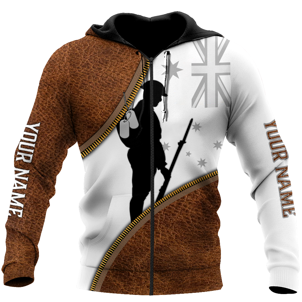 Tmarc Tee Custom name Remembrance Australia Soldier 3D print zip pattern shirts
