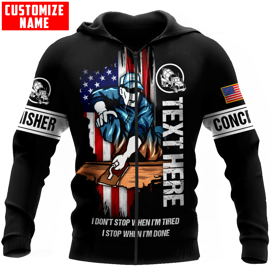 US Concrete Finisher Custom name 3D printed shirts