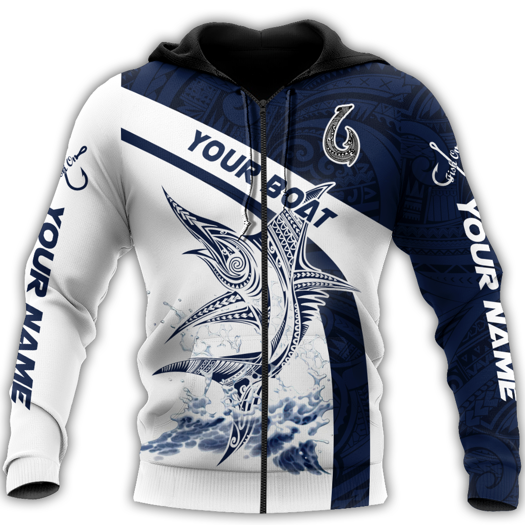 Amazing Polynesian Marlin Billfish Fishing Personalized Unisex Hoodie ML