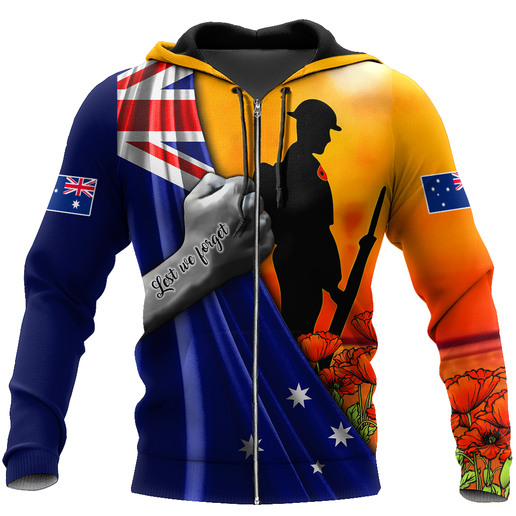 Tmarc Tee Lest we forget Australia Flag Old Soldier 3D printed shirt