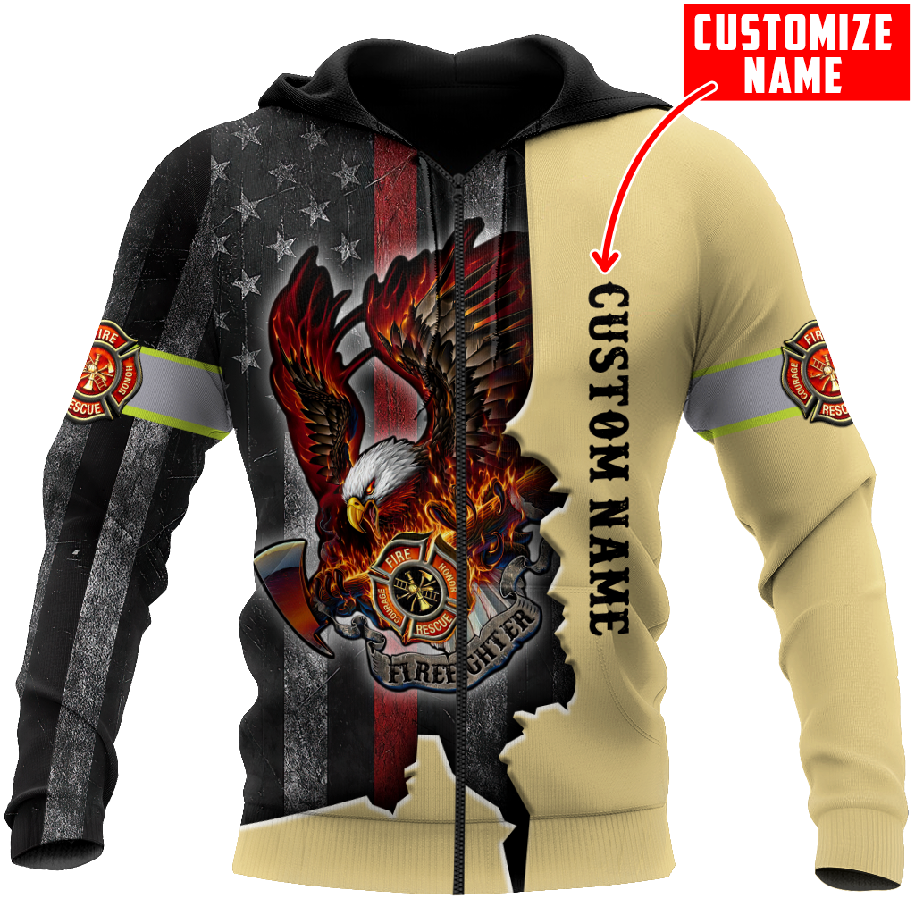 Customize Name Firefighter 3D All Over Printed Unisex Shirts
