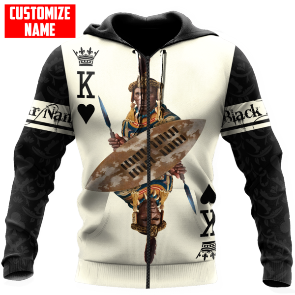 African Culture Black King Zulu Unisex Hoodie ML Personalize Name