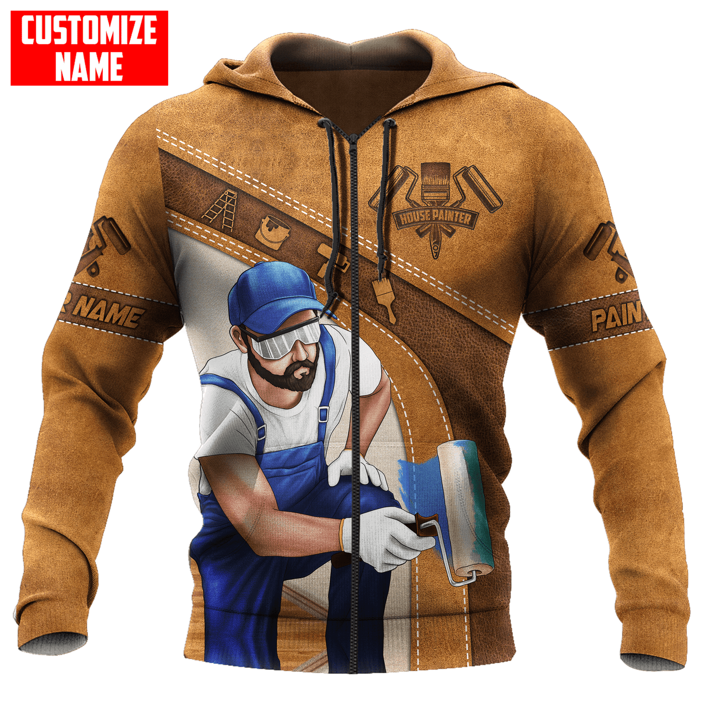 Tmarc Tee Personalized Name Painter 3D All Over Printed Unisex Shirts Brown Leather