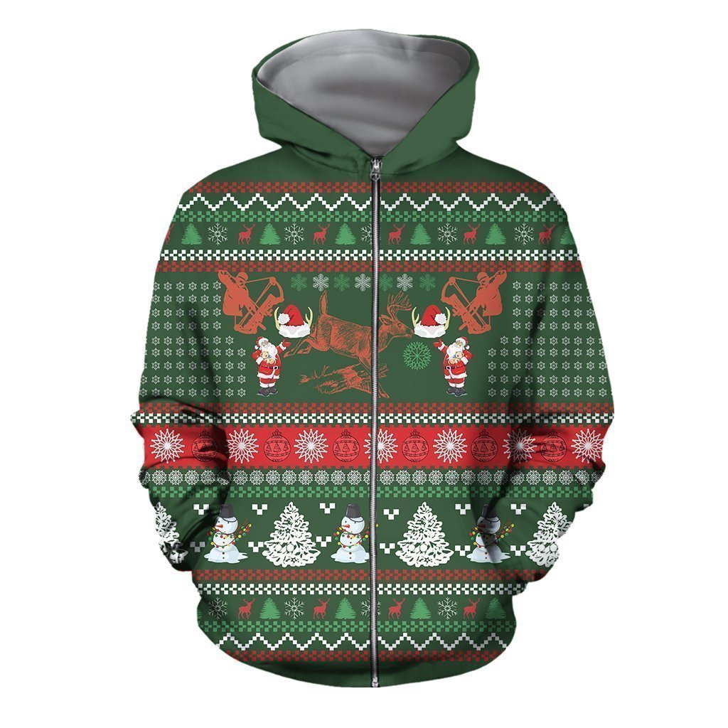 3D All Over Printed Ugly Hunting Christmas Shirts-Apparel-6teenth World-ZIPPED HOODIE-S-Vibe Cosy™