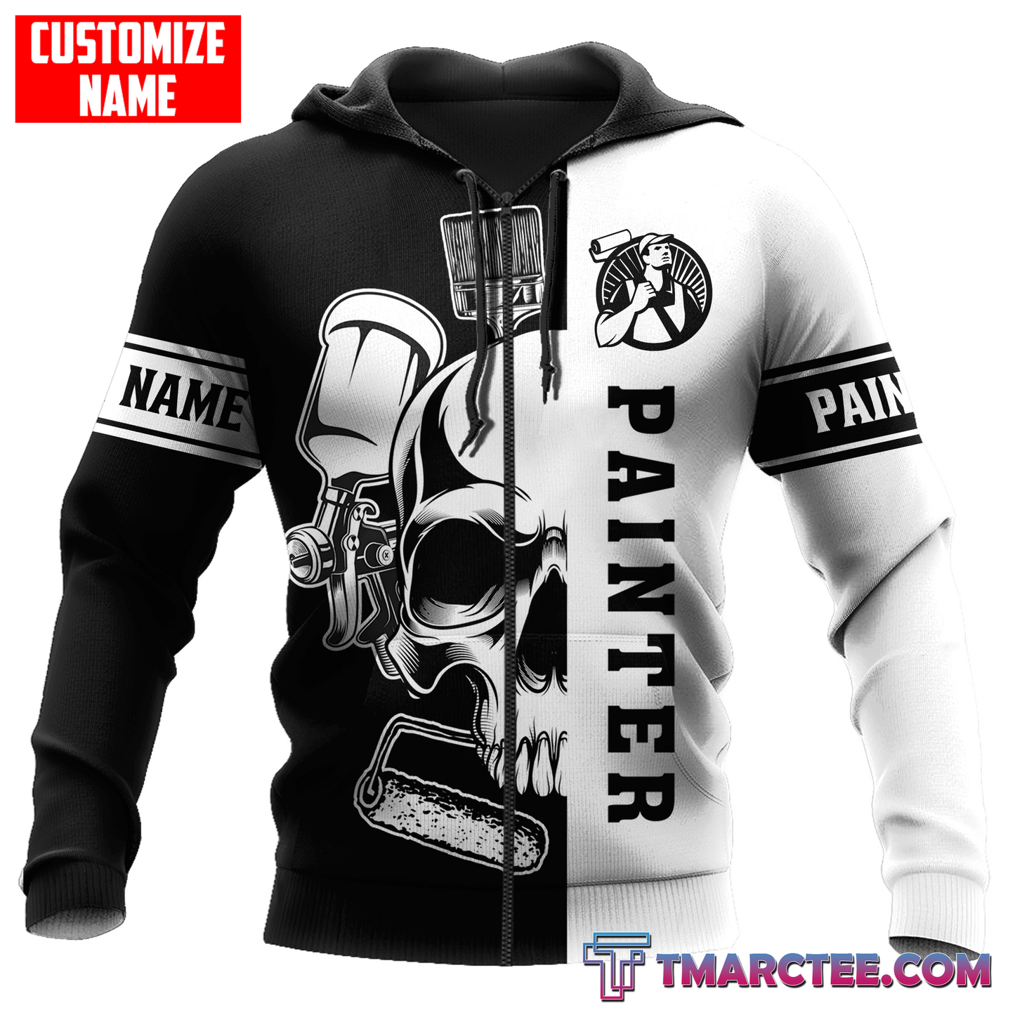 Tmarc Tee Personalized Name Painter 3D All Over Printed Unisex Shirts Skull