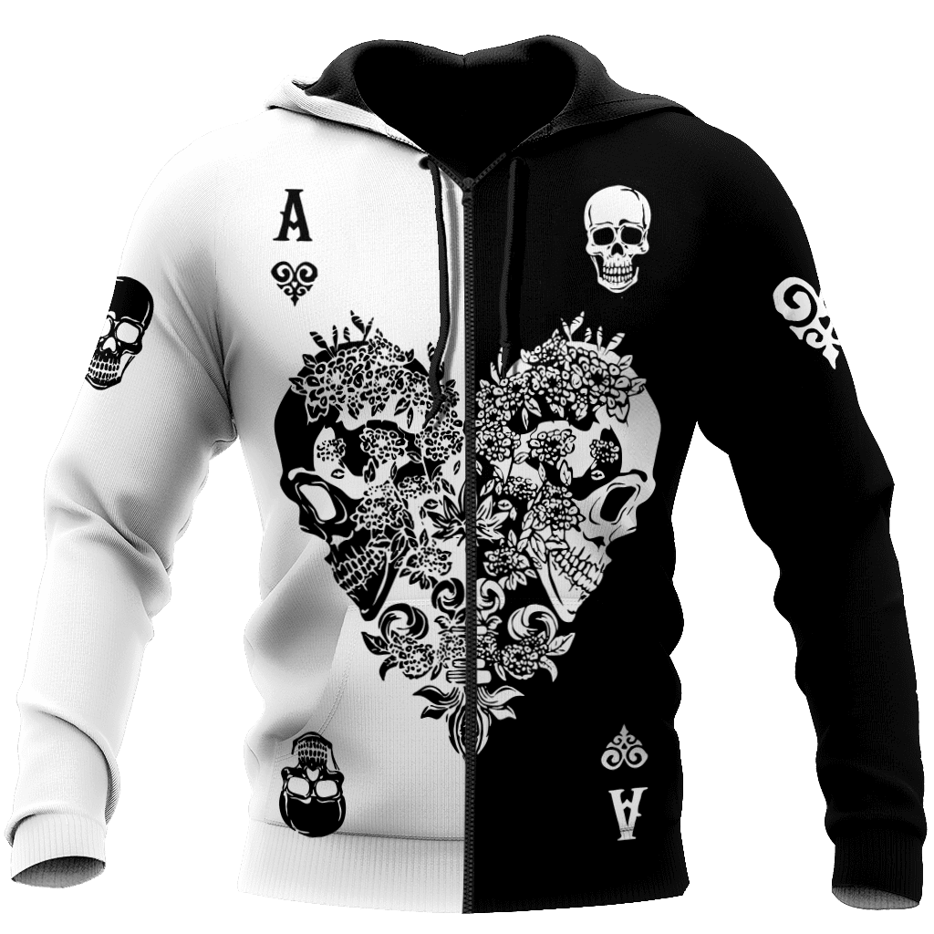 Ace Heart Skull Gothic Art 3D All Over Printed Unisex Shirts