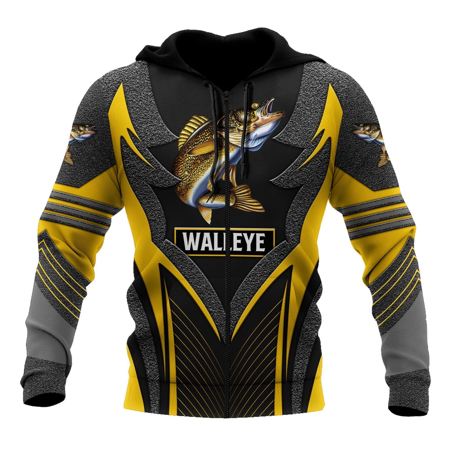 Walleye fishing Yellow Metal 3D design print shirts