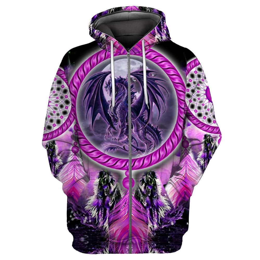 Tmarc Tee Dungeons and Dragons 3D All Over Printed Winter Shirts Purple