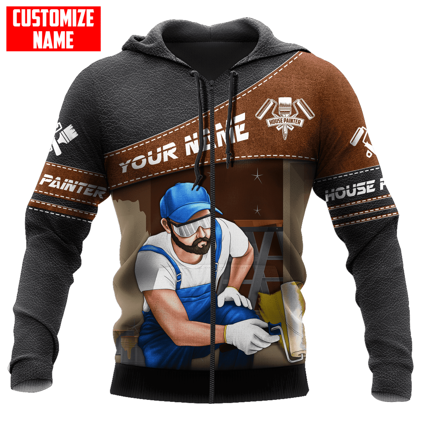 Tmarc Tee Personalized Name Painter 3D All Over Printed Unisex Shirts Leather Texture