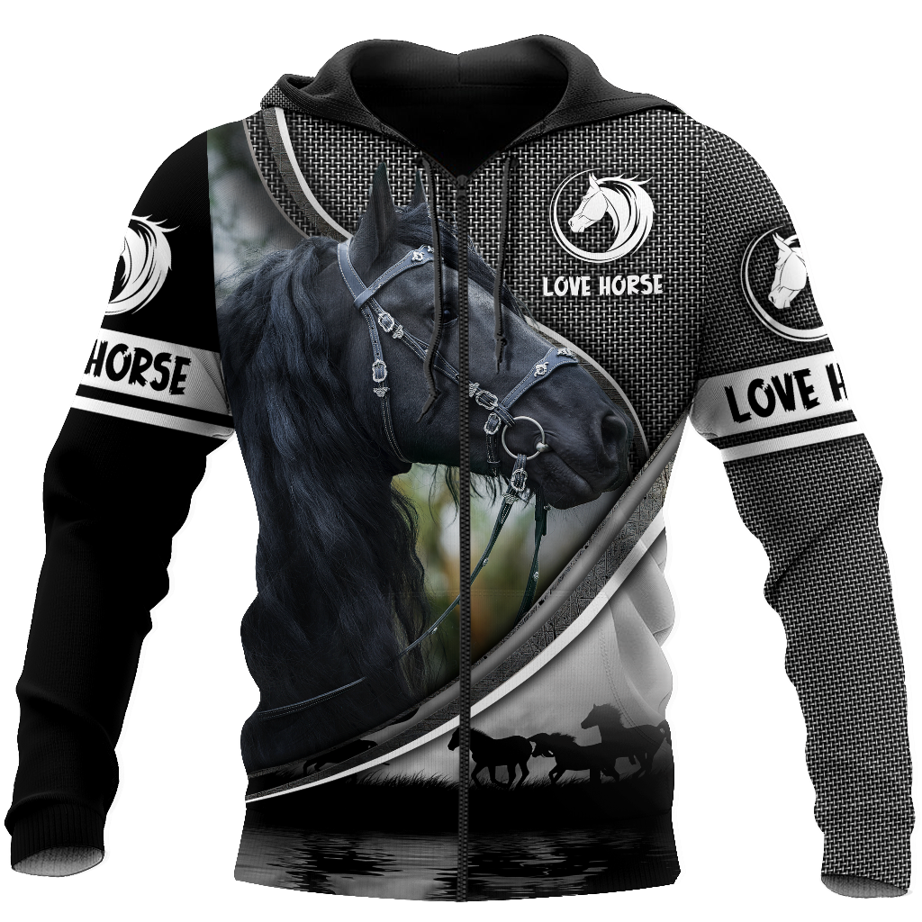 Beautiful Friesian Horse 3D All Over Printed Hoodie For Men And Women VP19112002
