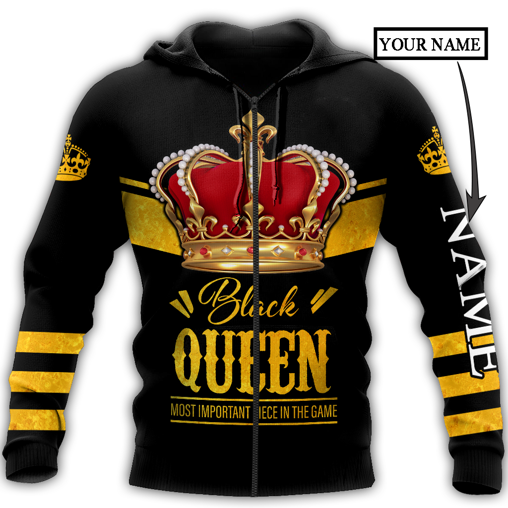 African Culture Custom Name Black Queen Unisex Hoodie ML