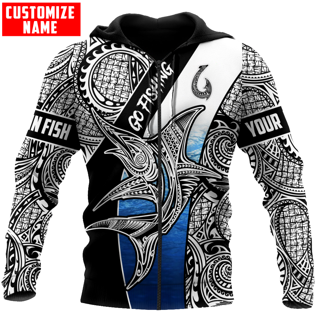 Amazing Polynesian Go Fishing Marlin Fish Personalized Unisex Deluxe Hoodie ML
