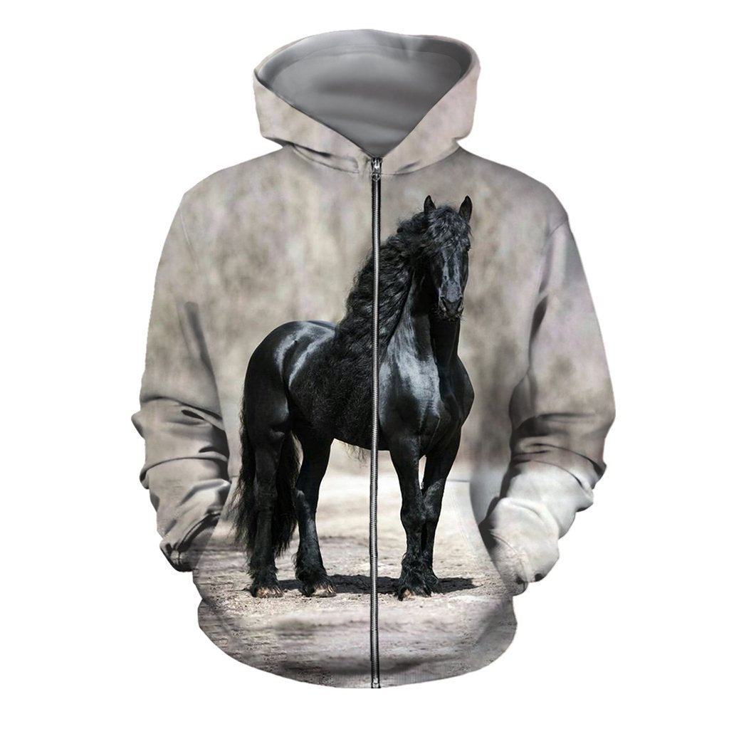 3D All Over Printed Black Horse Shirts - Amaze Style™-Apparel