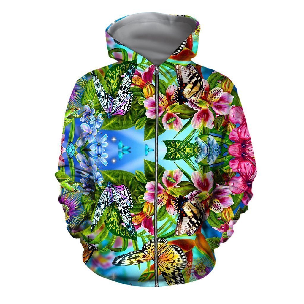 3D All Over Printed Flower Butterflies Shirts And Shorts - Amaze Style™-Apparel