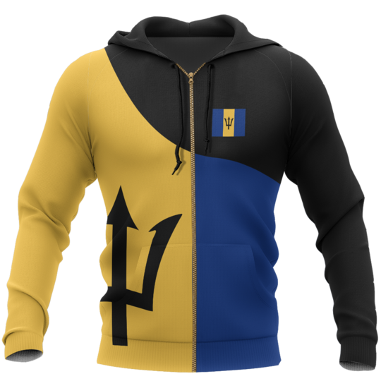 Barbados Flag Curve Concept Pullover Hoodie - Amaze Style™-Apparel