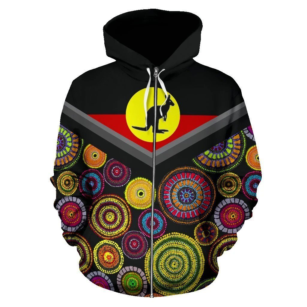 Australia Koori Kangaroo All Over Print Hoodies-Apparel-MP-Zip-Up Hoodie-S-Vibe Cosy™