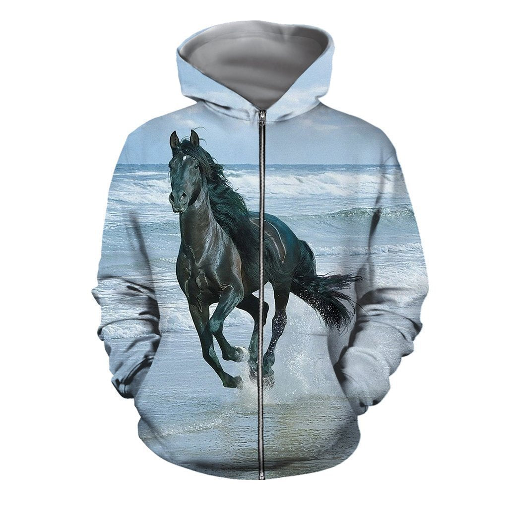 3D All Over Printed Horse Black Shirts And Shorts - Amaze Style™-Apparel