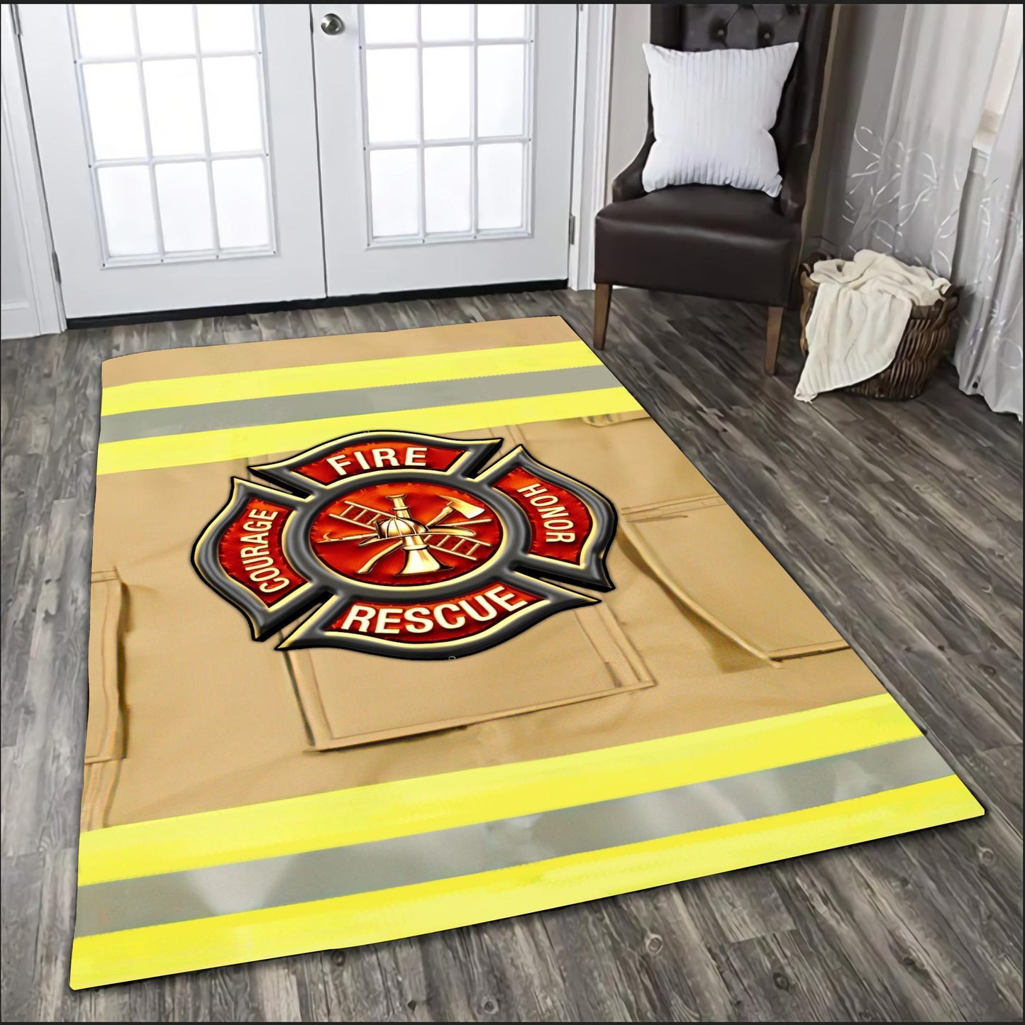 Strong Firefighter Coat Premium Rug