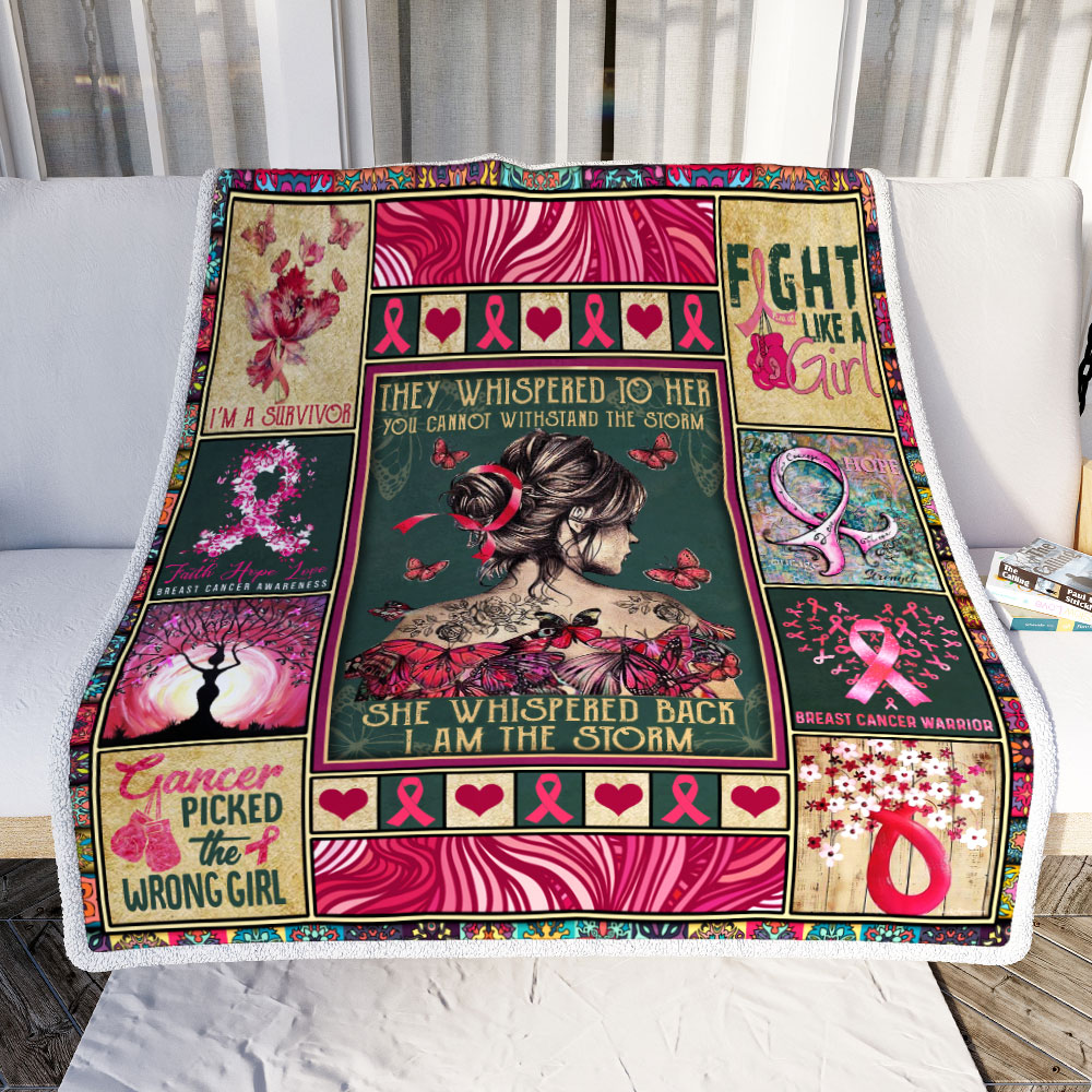 Breast Cancer Awareness - Best gift for Breast Cancer Warrior - Sherpa Blanket DL