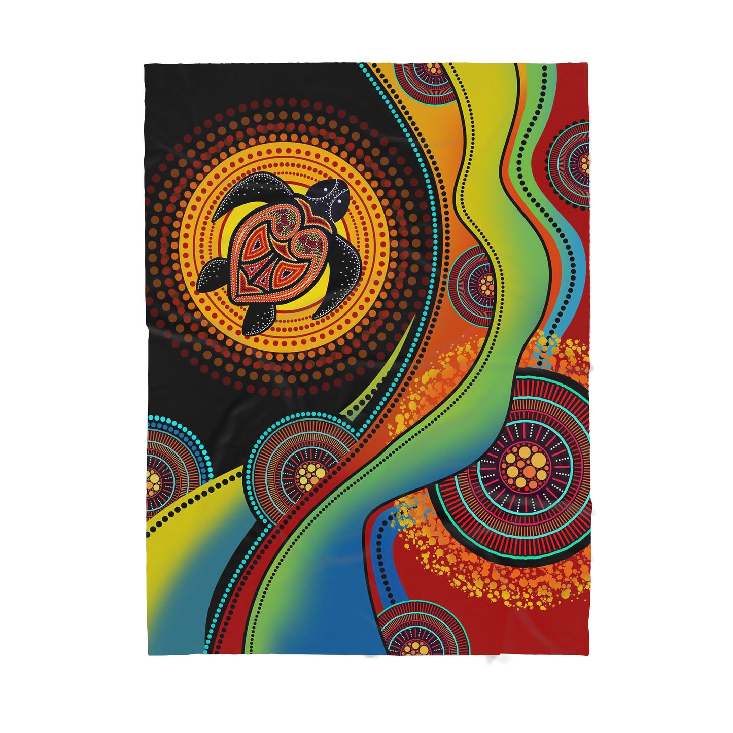 Australian Pattern Aboriginal Green Turtle Sherpa Blanket HC