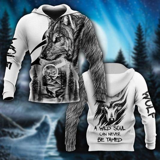 Wolf - A Wild Soul Can Never Be Tamed 3D All Over Printed Unisex Shirts