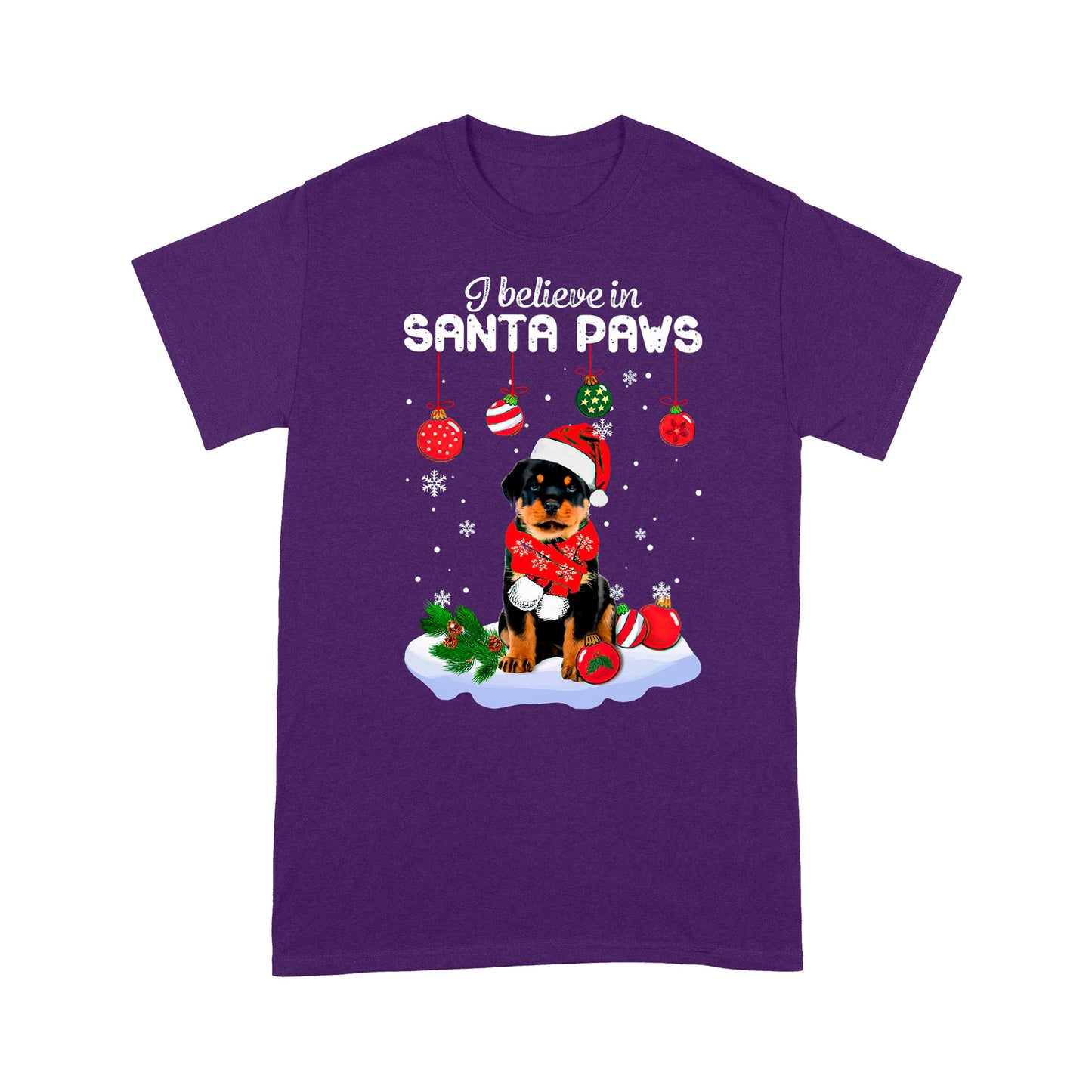 Dog Christmas I Believe In Santa Paws Standard T-shirt