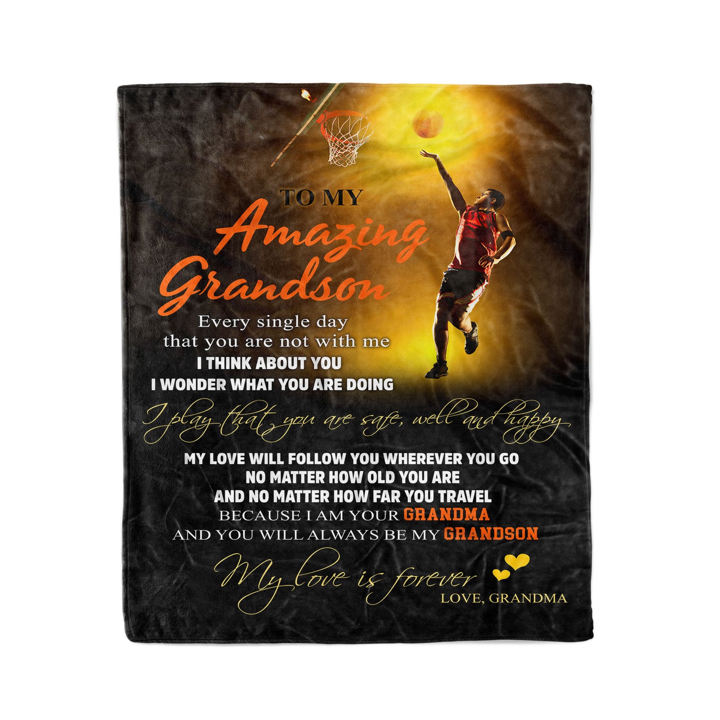Basketball To My Amazing Grandson Fleece Blanket HG
