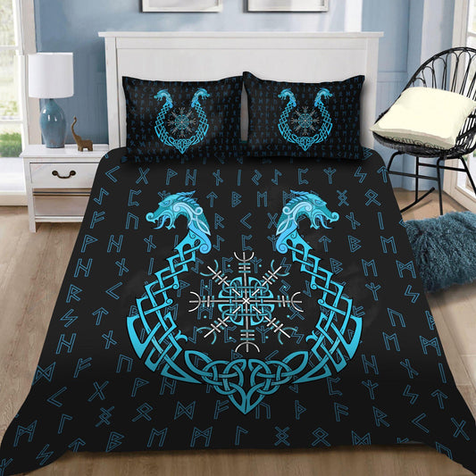 Viking Bedding Set - Aegishjalmur Helm Of Terror - Blue Edition