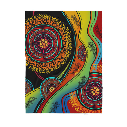Aboriginal Australia Lizards Painting Pattern Sherpa Blanket HC