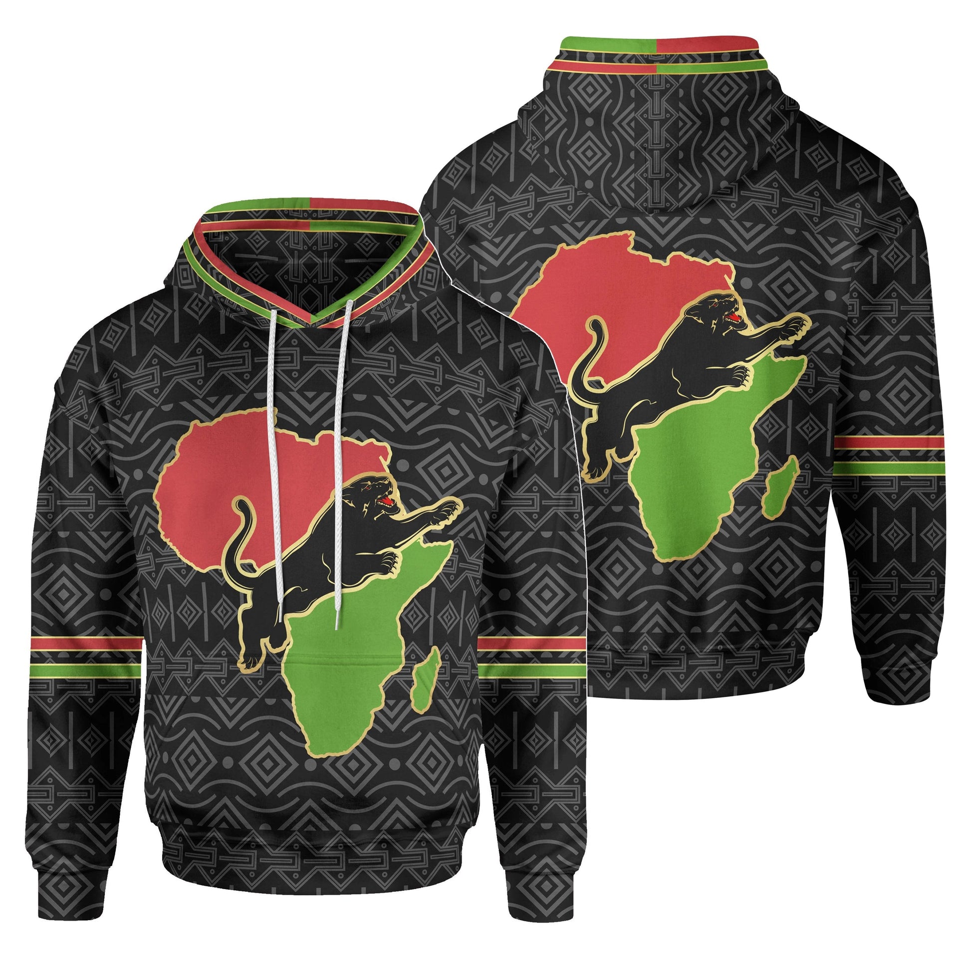 African Hoodie - Africa Panther Map Hoodie - Amaze Style™-ALL OVER PRINT HOODIES (A)