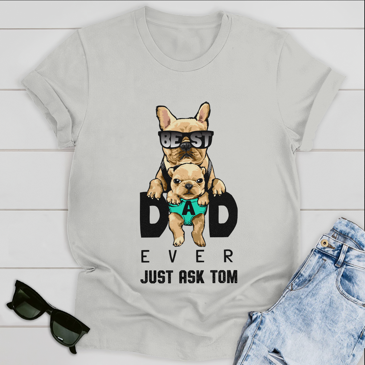 Personalized T-shirt Best Dad Ever Just Ask Dog Tee Father's Day