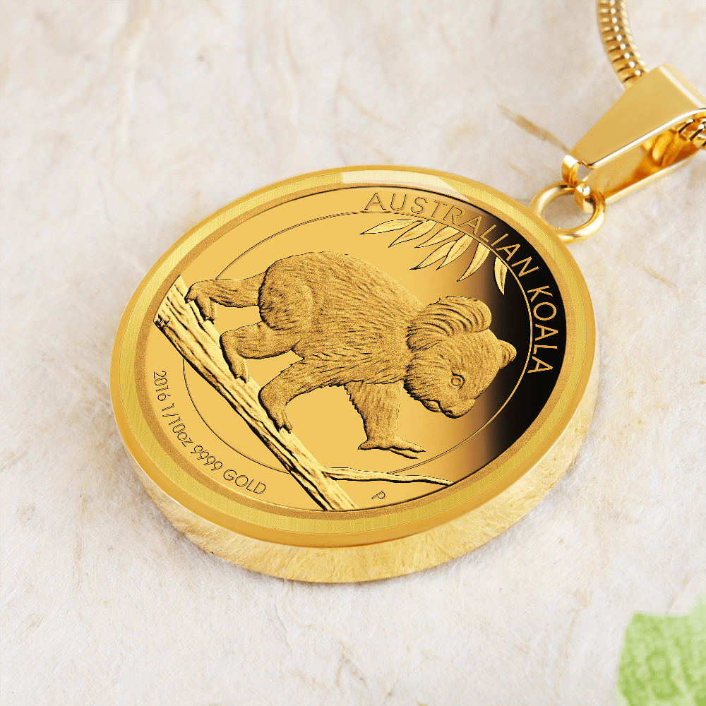 AUSTRALIA KOALA COIN STYLE GOLDEN NECKLACE