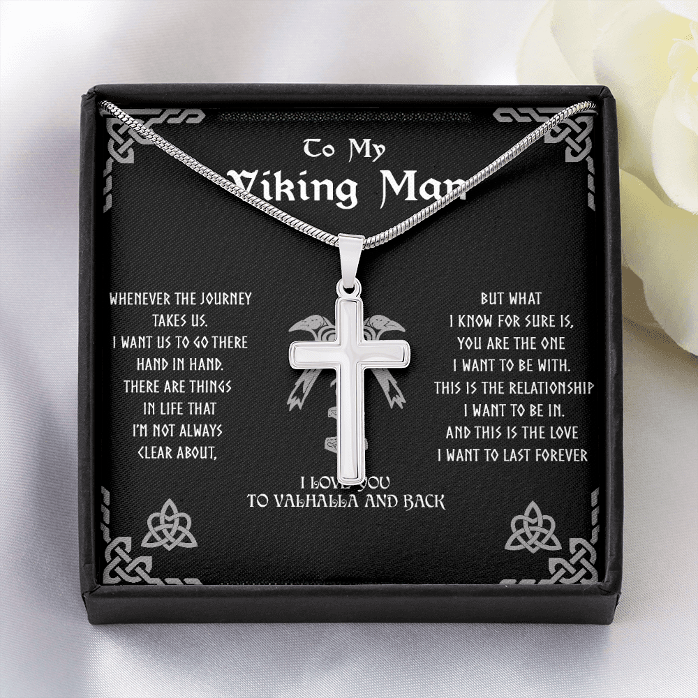 To my Viking Man, cross Necklace for man, Viking Gift for Husband, NORSEMAN JEWELRY