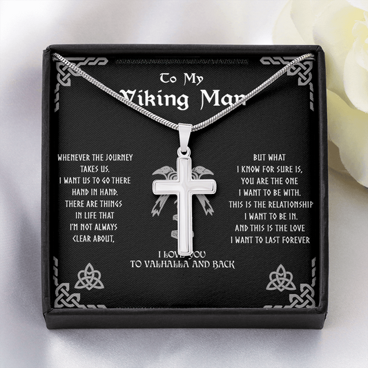To my Viking Man, cross Necklace for man, Viking Gift for Husband, NORSEMAN JEWELRY