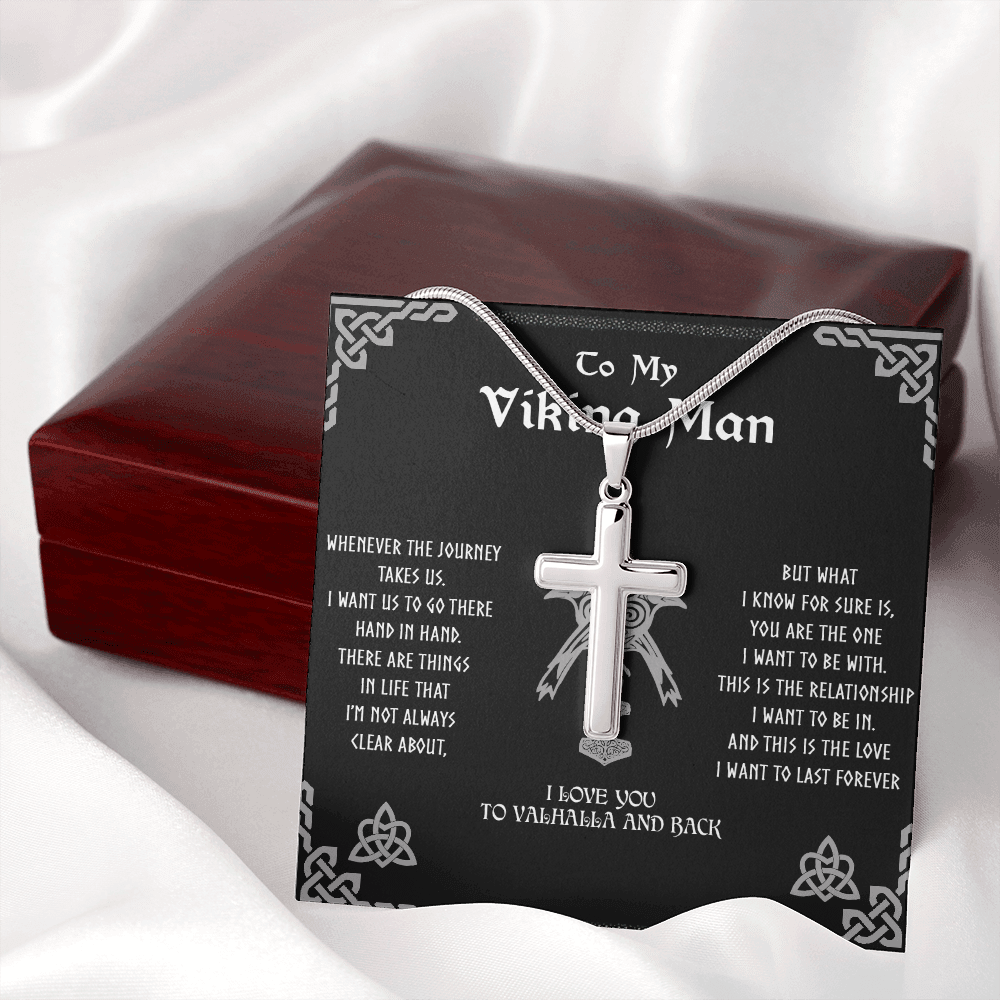 To my Viking Man, cross Necklace for man, Viking Gift for Husband, NORSEMAN JEWELRY