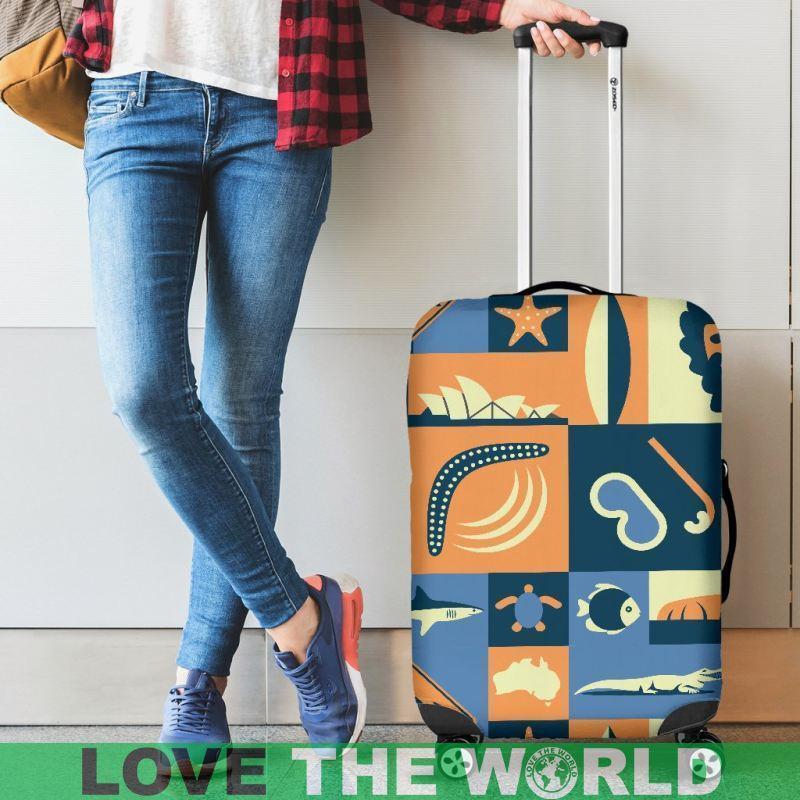Australia Kangaroo In Flag Luggage Cover NN8 - Amaze Style™-LUGGAGE COVERS