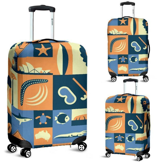 Australia Kangaroo In Flag Luggage Cover NN8 - Amaze Style™-LUGGAGE COVERS
