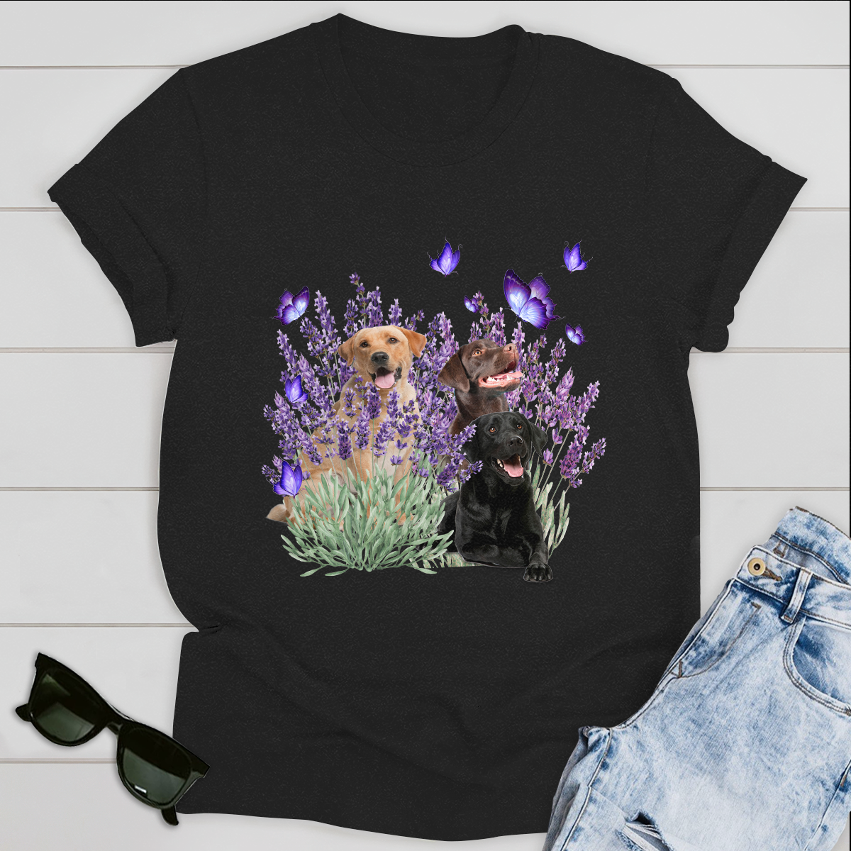 Dog T-shirt Labrador Retriever And Flowers