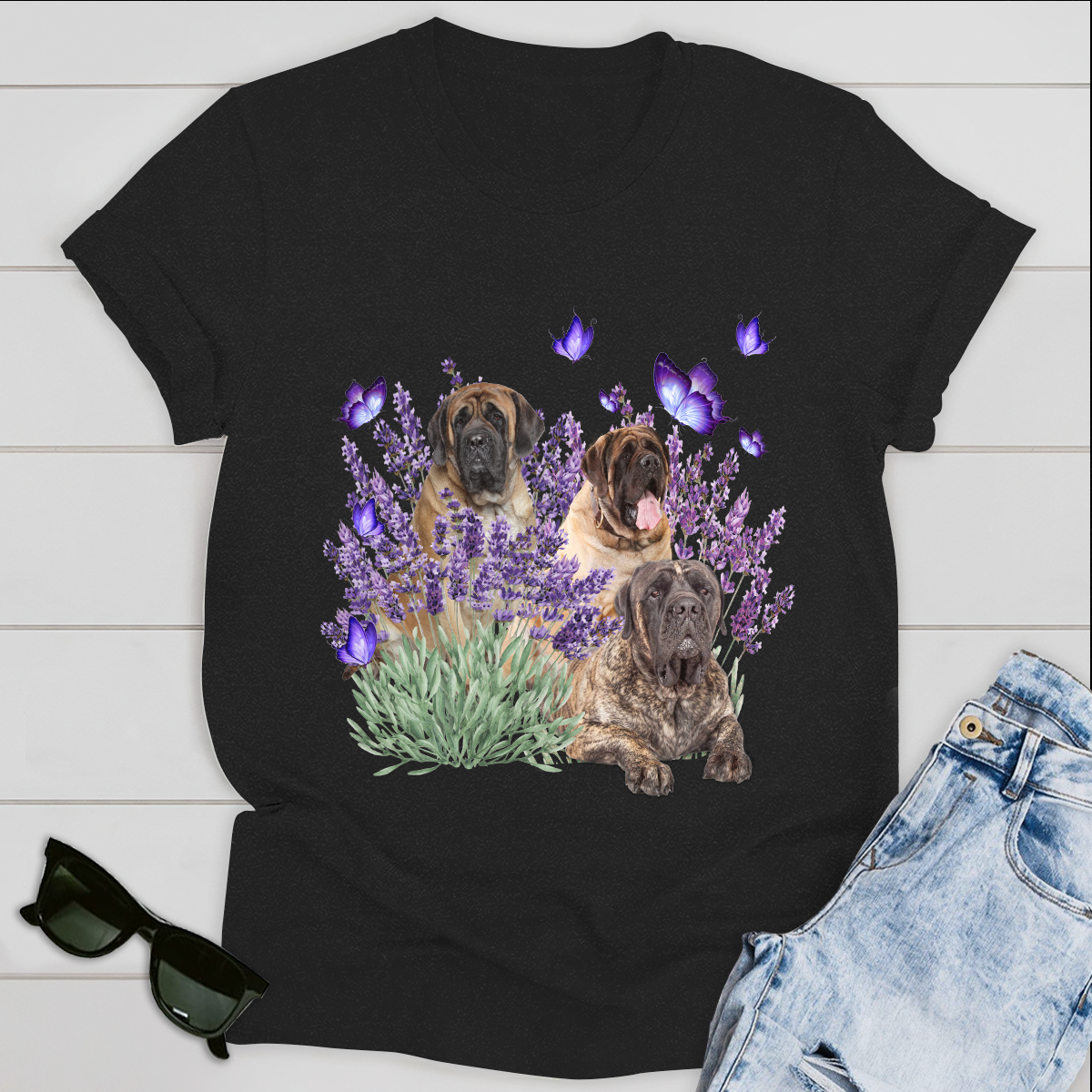English Mastiff And Gorgeous Purple Flower For Corgi lover Dog Lover Classic T-Shirt