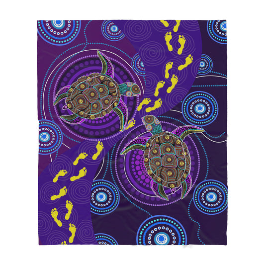 Australian Pattern Aboriginal Purple Turtles Sherpa Blanket HC