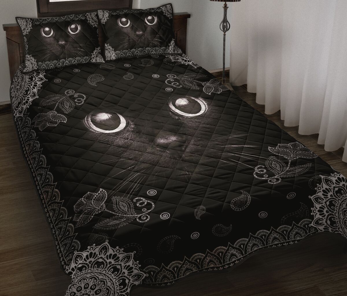 Black Cat Quilt Bedding Set by SUN SU050601