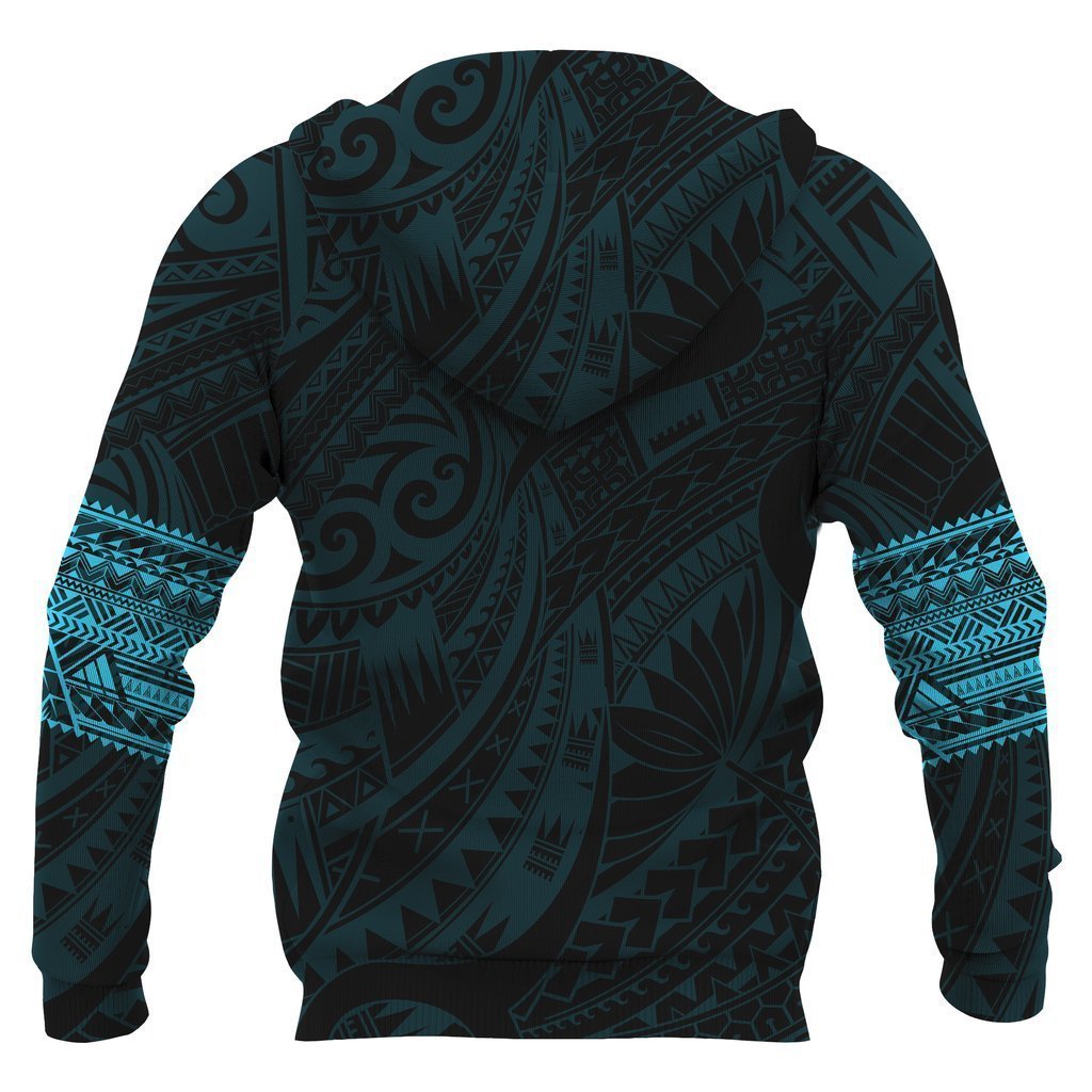 Aotearoa Maori Tattoo All Over Hoodie Blue NVD - Amaze Style™-Apparel