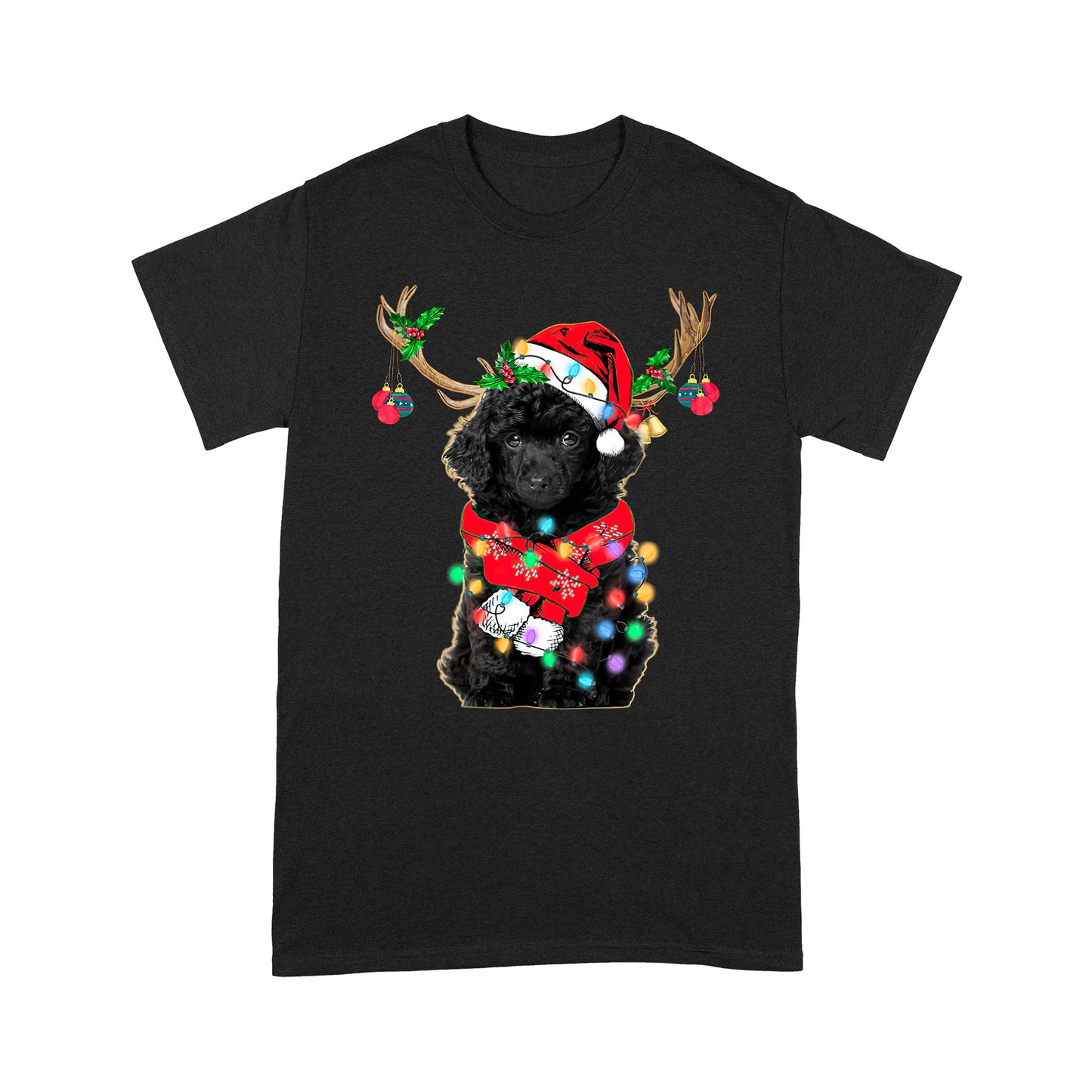Dog Merry Christmas Poodle Standard T-shirt HG