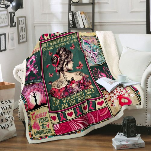 Breast Cancer Awareness - Best gift for Breast Cancer Warrior - Sherpa Blanket DL