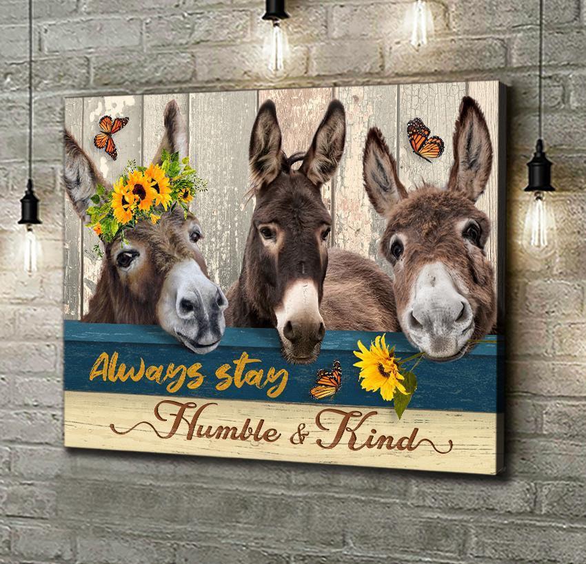 Stunning Gift Donkey Butterfly Poster Wall Art Humble And Kind